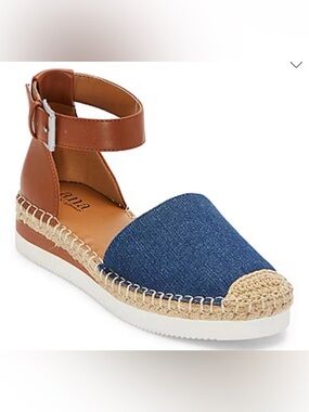 a.n.a Denim Blue Espadrille with Tan Ankle Strap